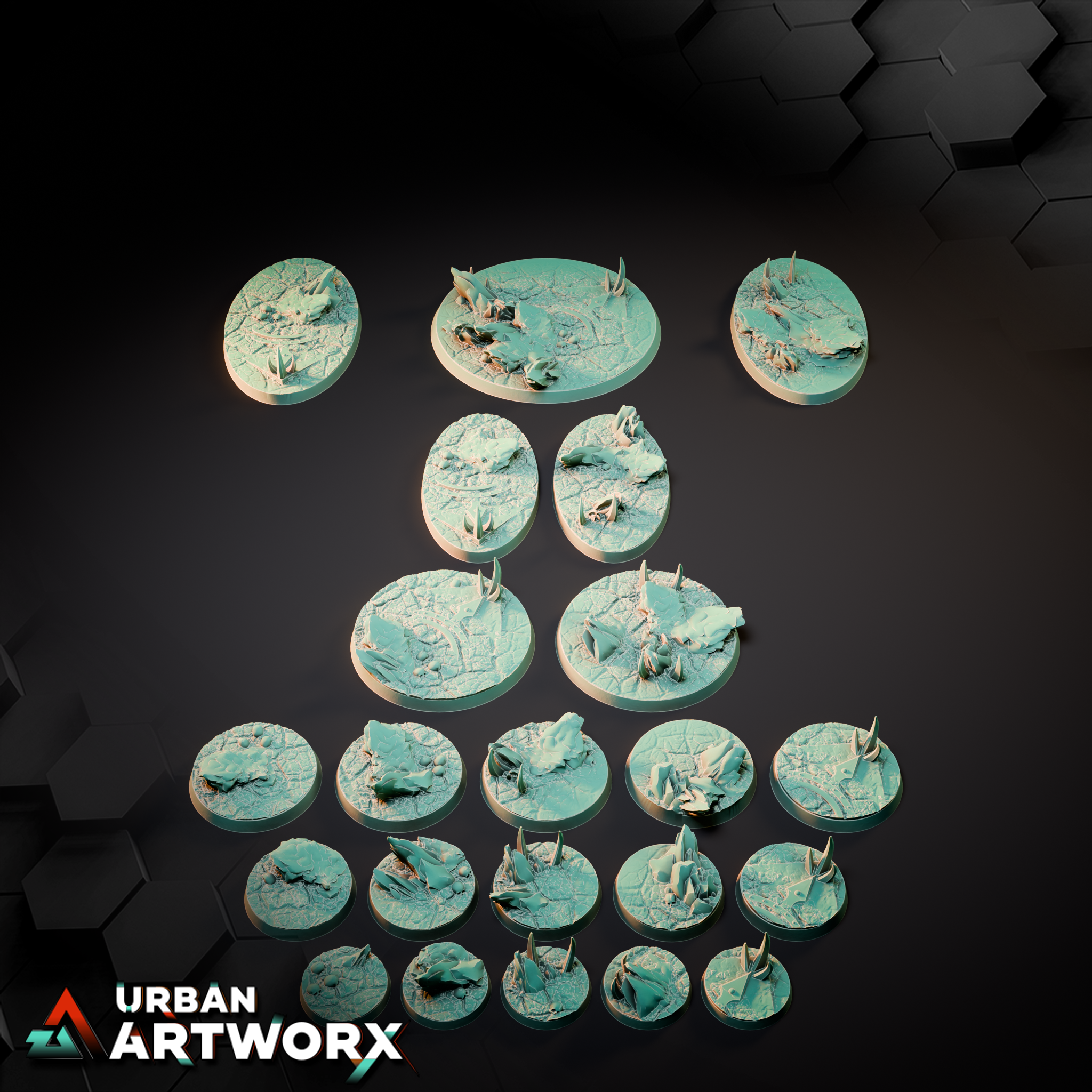 Tabletop Bases - Sacrusmundus - Sanguis Crimson Anomaly Bases | Gruppenbild