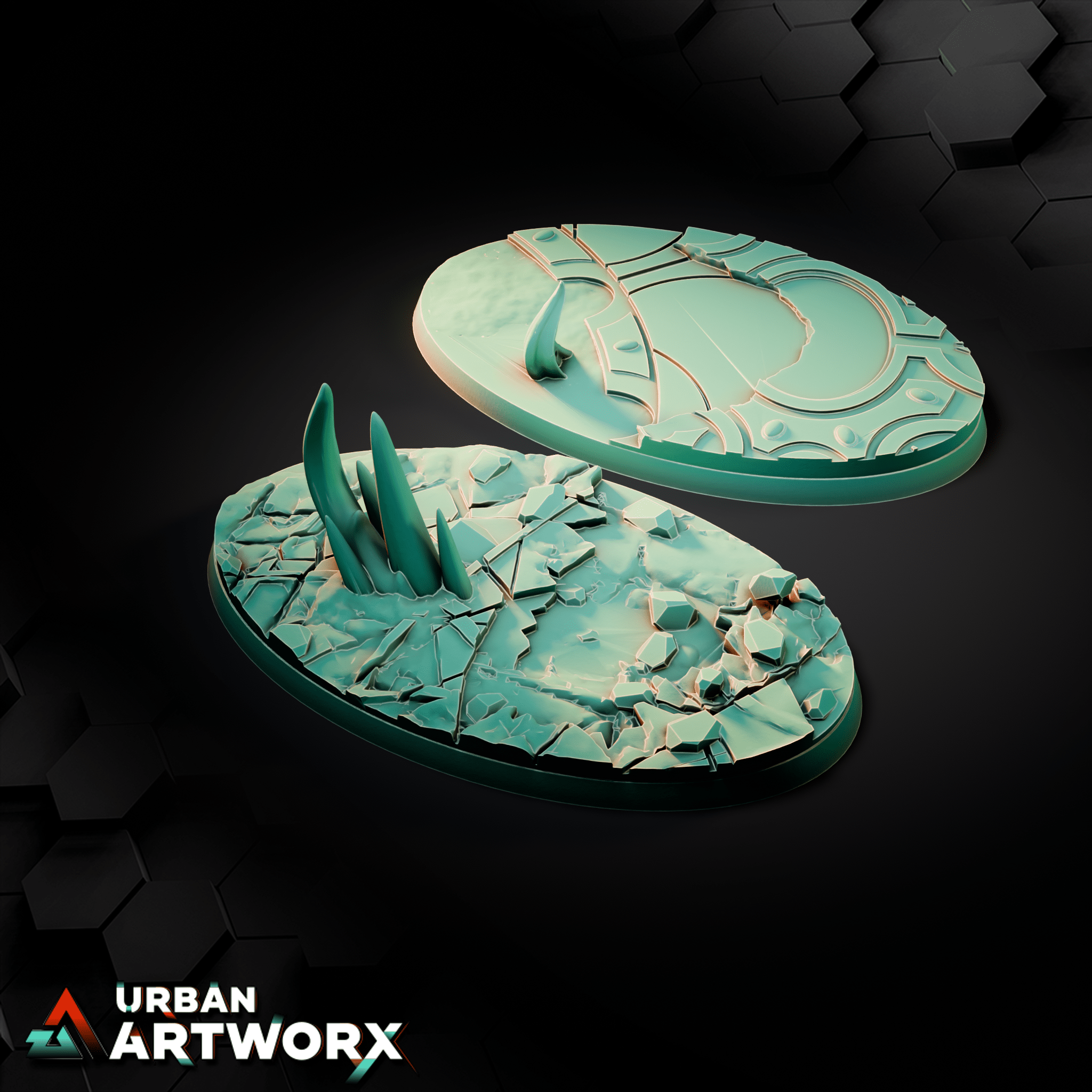 Tabletop Bases - Sacrusmundus - Belkartam Corrupted Ancient World Bases Sacrusmundus Oval 90x53mm (2)