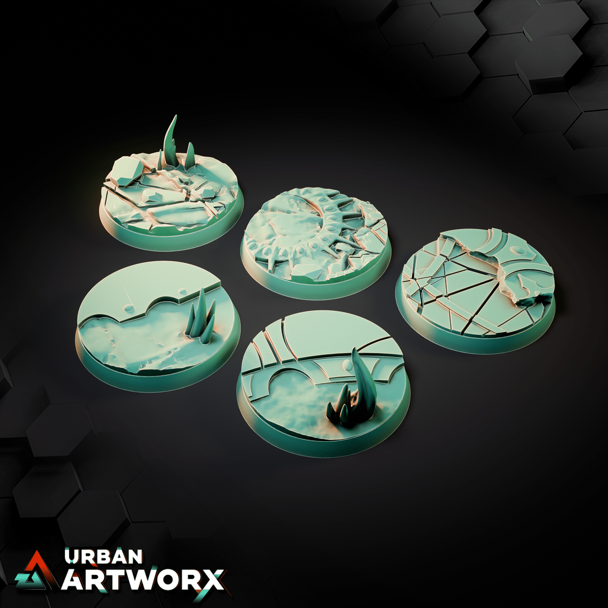 Tabletop Bases - Sacrusmundus - Belkartam Corrupted Ancient World Bases Sacrusmundus Round 40mm (5)
