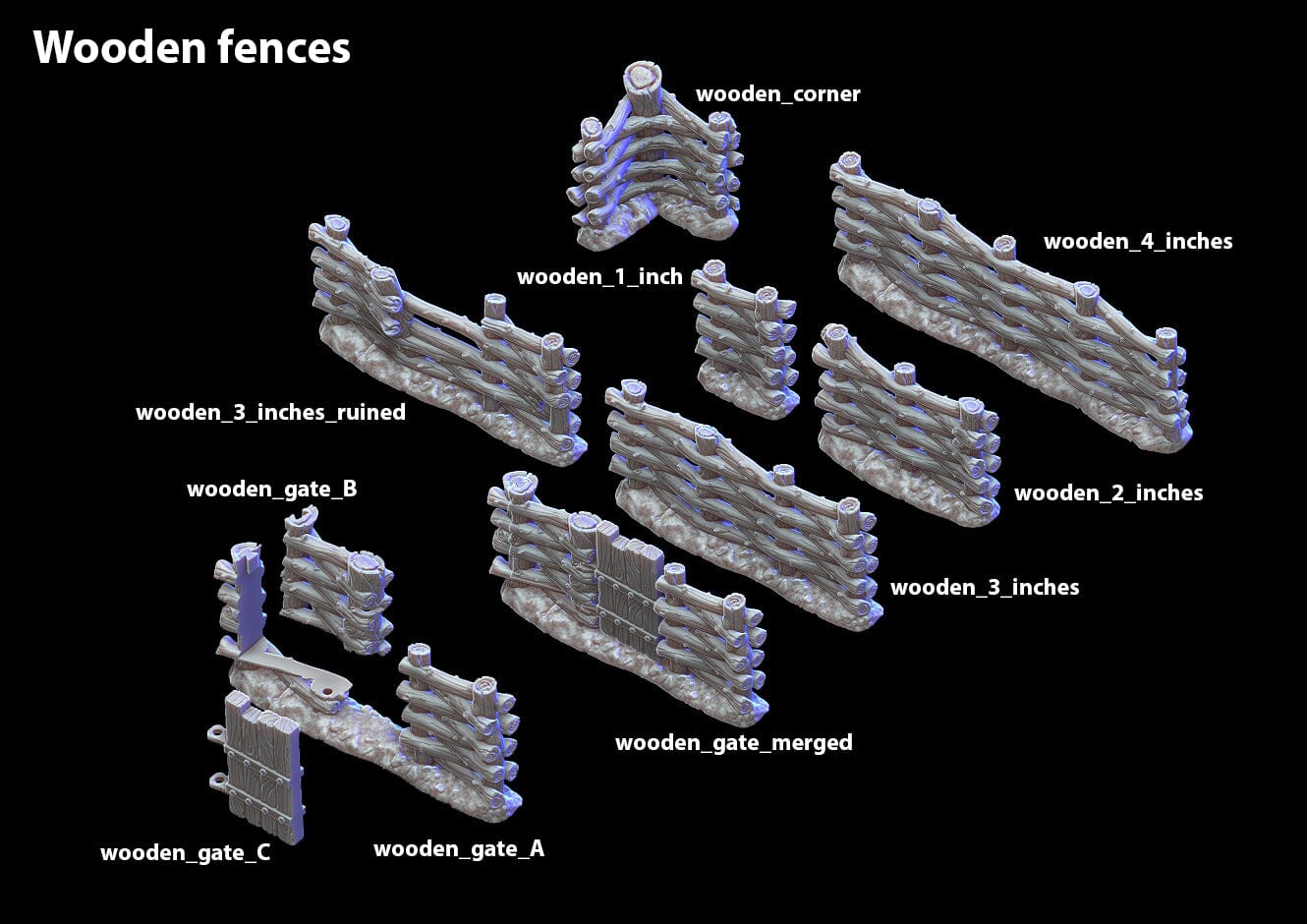 Tabletop Gelände - City of Tarok - Wooden Fences Set Black Scrolls Games
