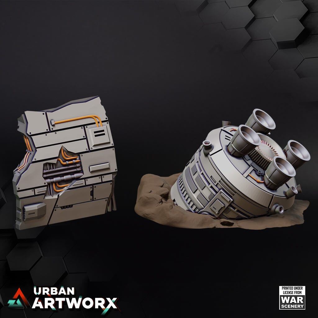 Tabletop Gelände - Massa'dun - Crashed Ship Remains & Escape Pod War Scenery