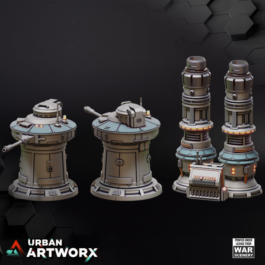 Tabletop Gelände - Massa'dun - Turret & Generator War Scenery 