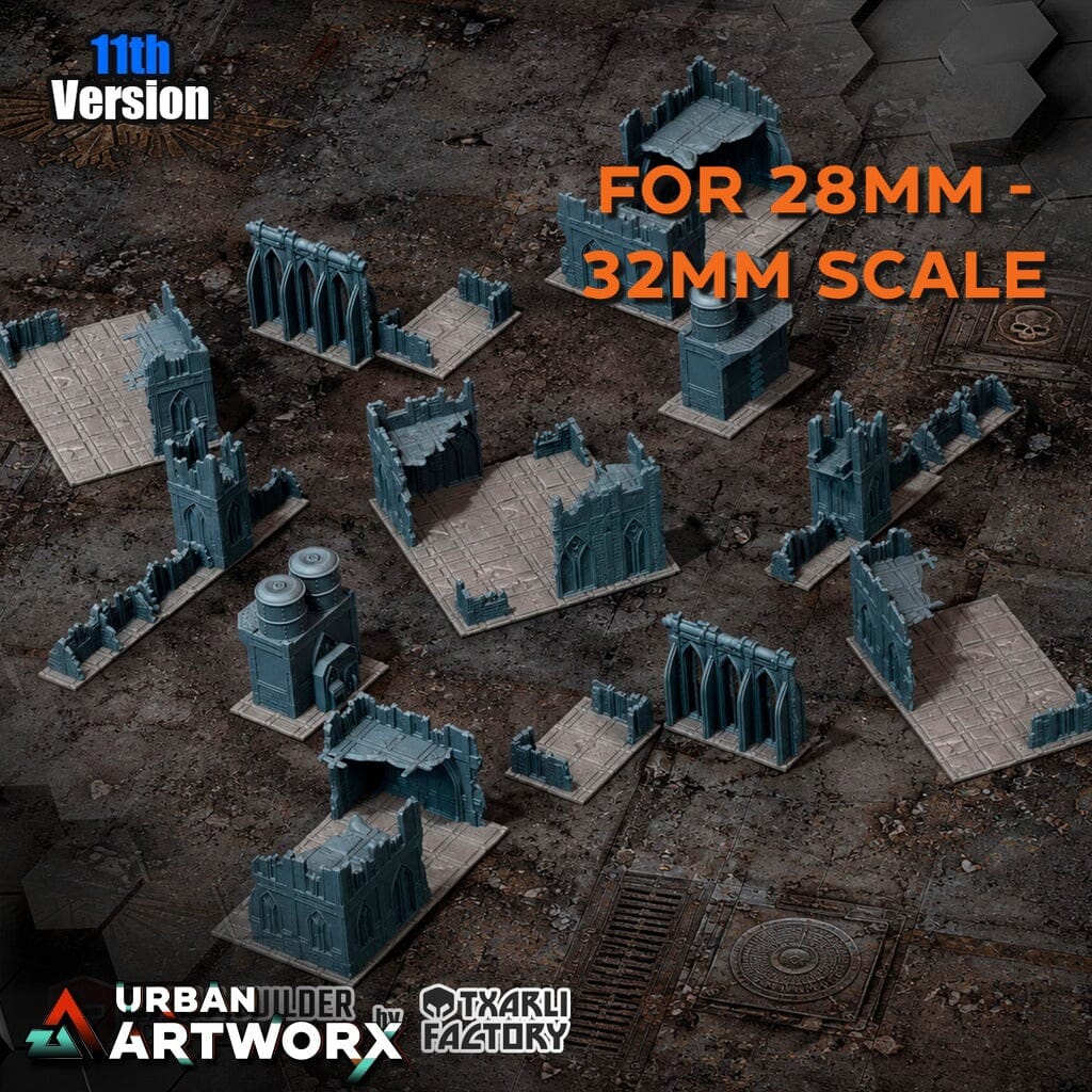 Tabletop Gelände - Txarli Factory - 11th Edition Grimdark Ruins Txarli Factory Complete Set