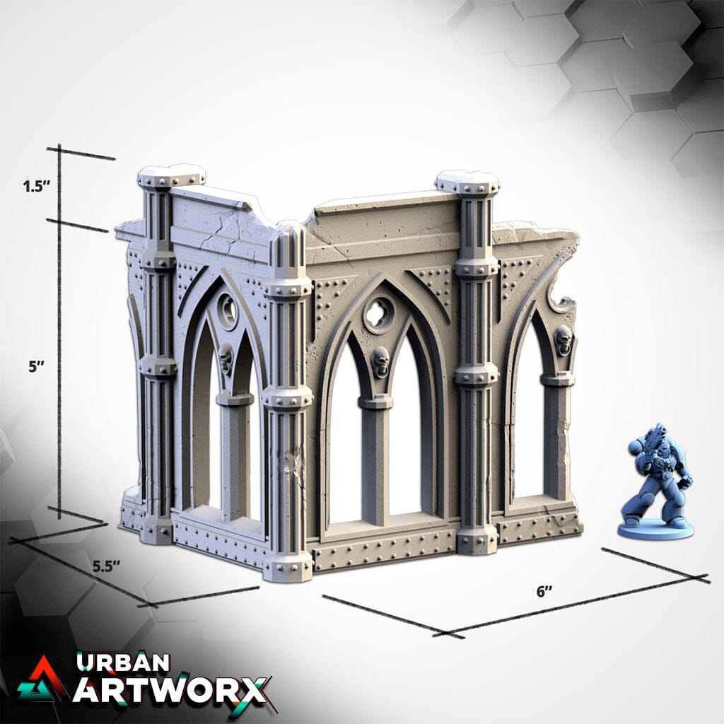 Tabletop Gelände - Txarli Factory - Cathedral Ruins Txarli Factory Ruin 4 Open