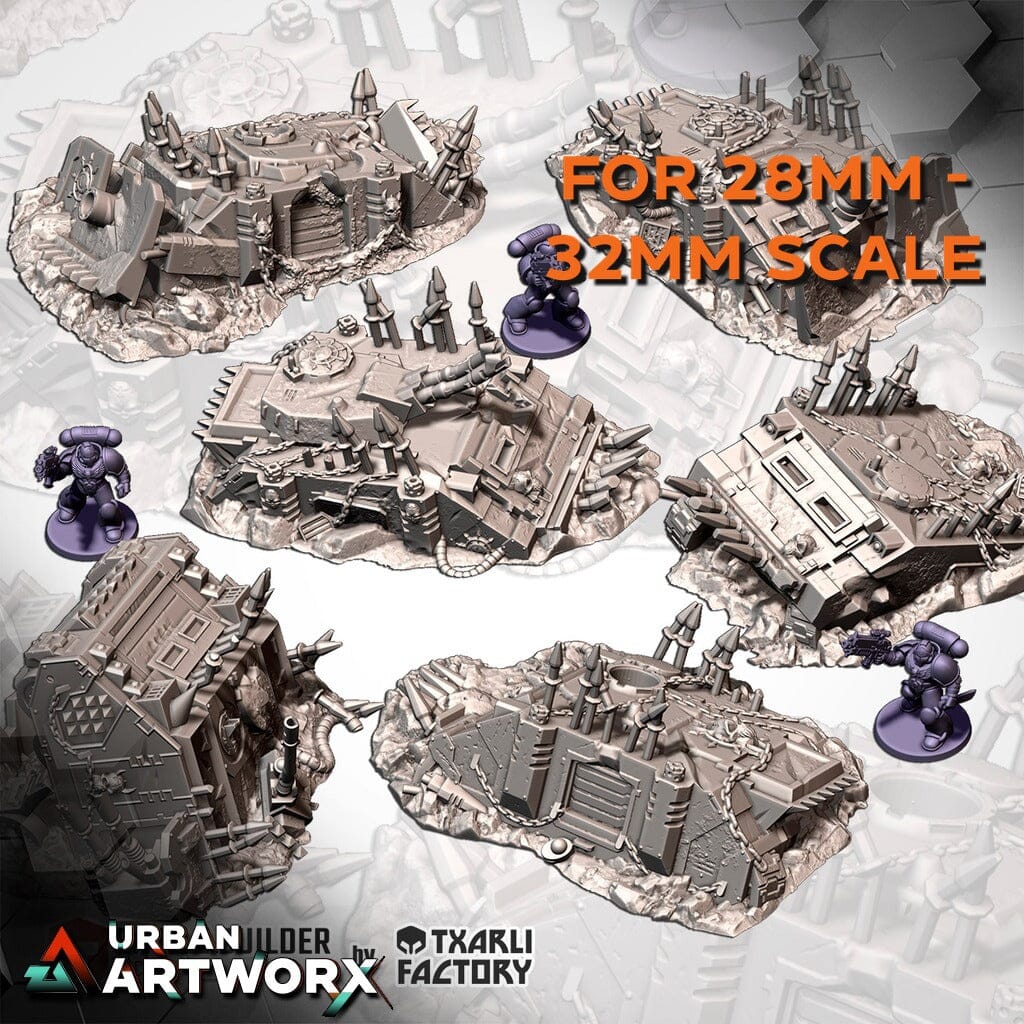 Tabletop Gelände - Txarli Factory - Infernal Tanks Destroyed Txarli Factory Complete Set