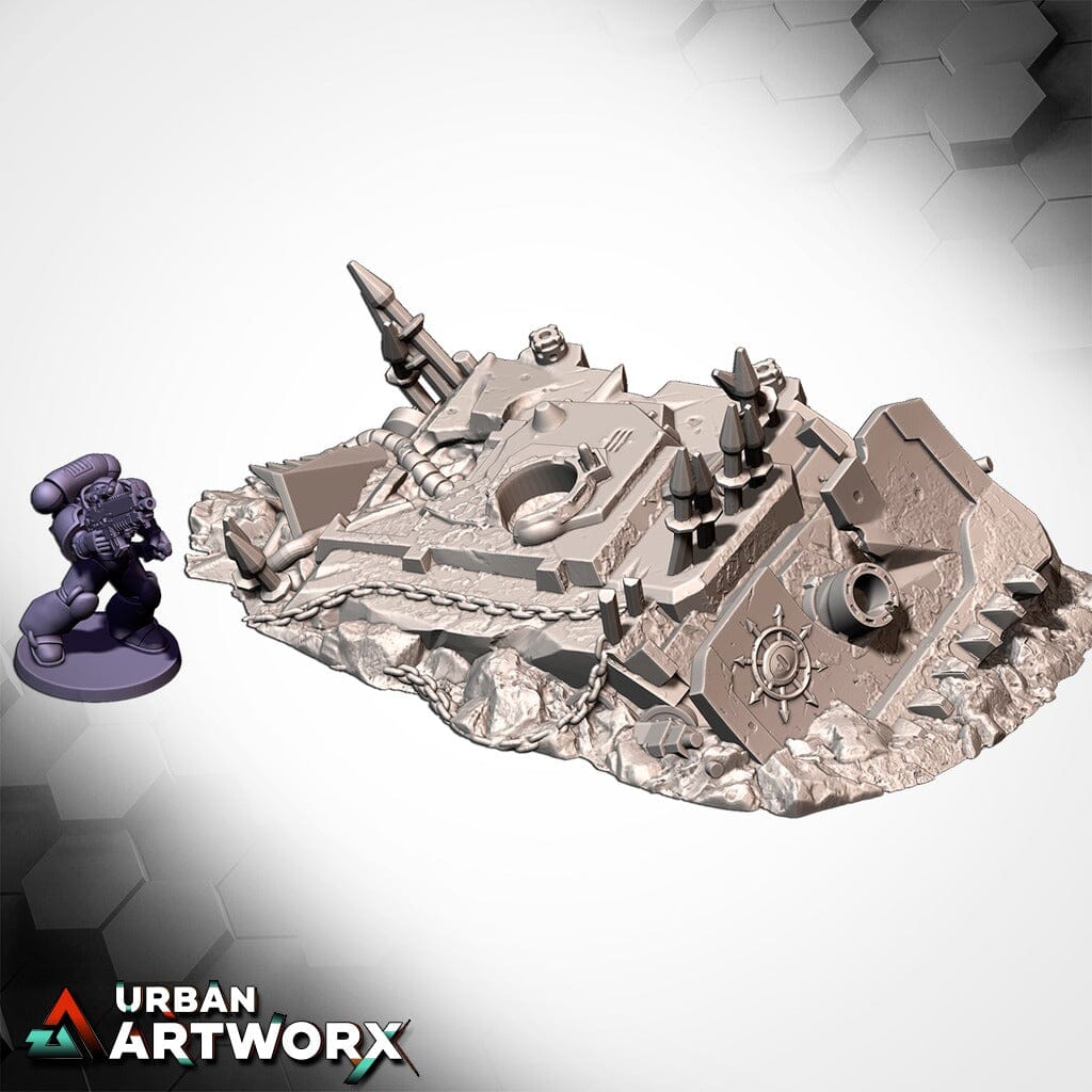 Tabletop Gelände - Txarli Factory - Infernal Tanks Destroyed Txarli Factory Tank Predat