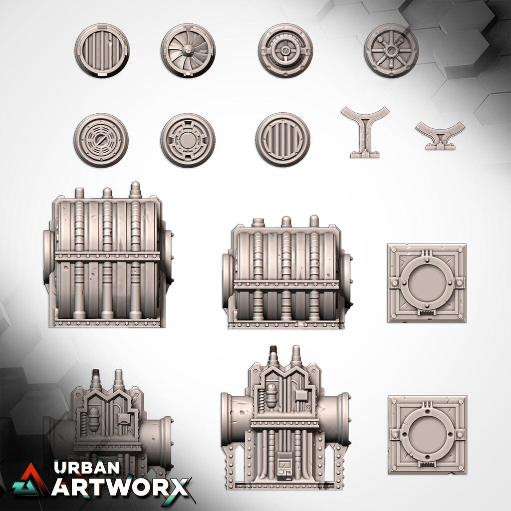 Tabletop Gelände - Txarli Factory - Modular Pipes Txarli Factory Cement Tiles