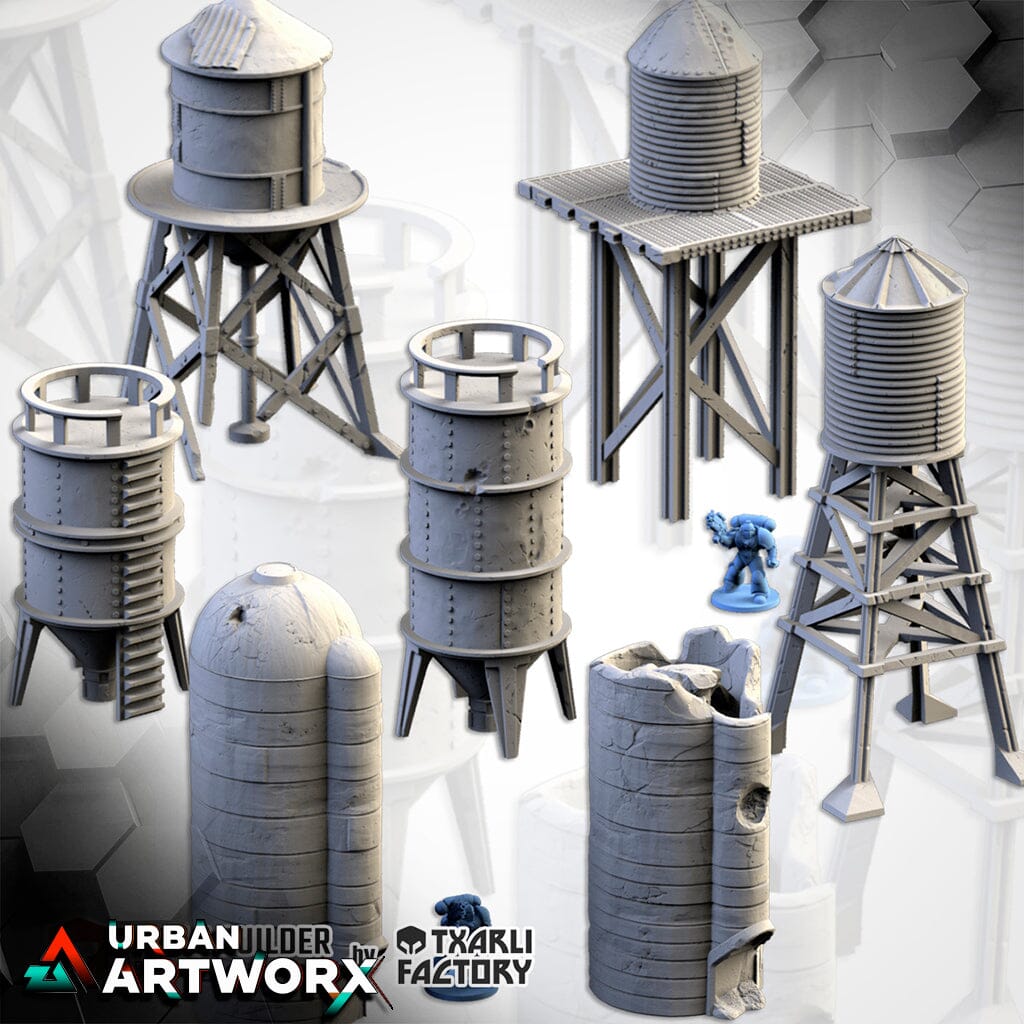 Tabletop Gelände - Txarli Factory - Silos & Tanks Txarli Factory Complete Set