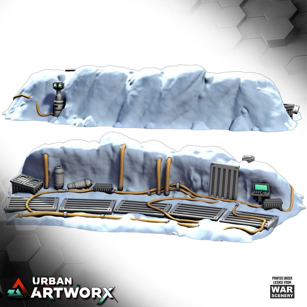 Tabletop Gelände - Warscenery - Rebel Command Base - Snow Barricades (2) War Scenery