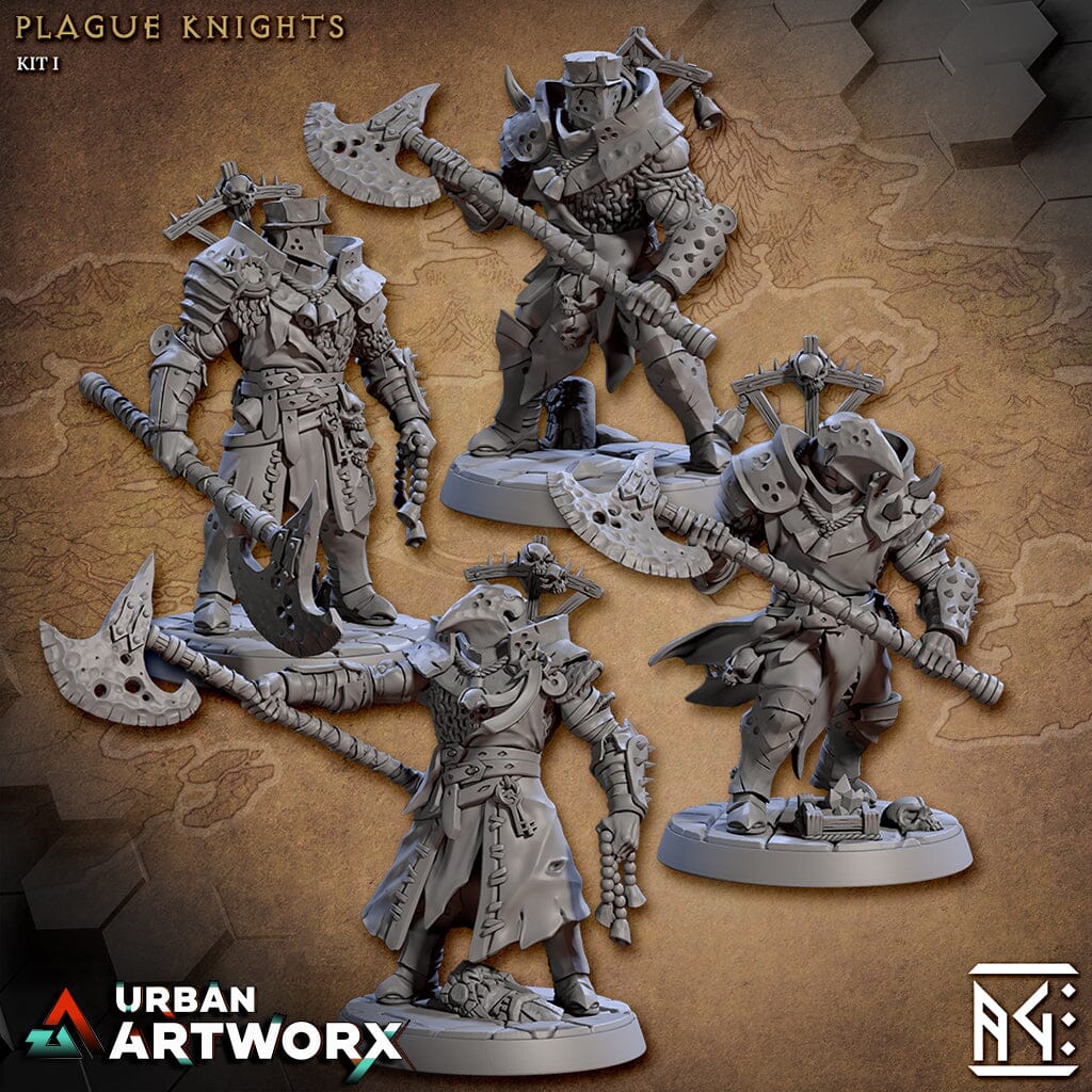 Tabletop Miniaturen - Artisan Guild - Rodburg Cultist of Melmora - Plague Knights Helmet Artisan Guild Complete Kit (4) Highquality Base