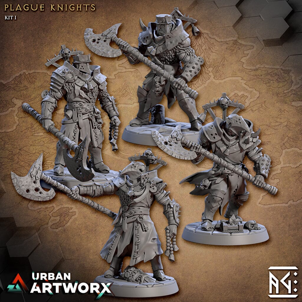 Tabletop Miniaturen - Artisan Guild - Rodburg Cultist of Melmora - Plague Knights Helmet Artisan Guild Complete Kit (4) Highquality Base 