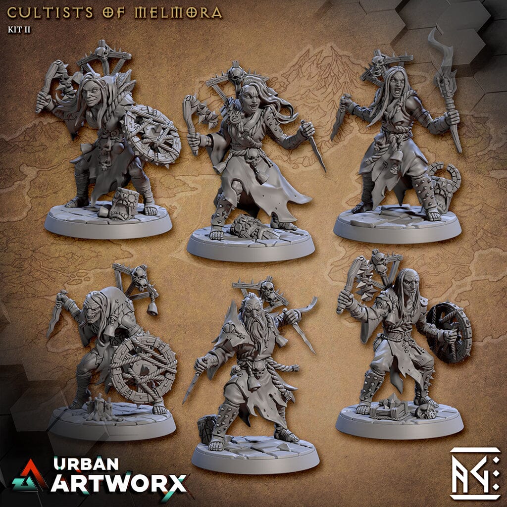 Tabletop Miniaturen - Artisan Guild - Rodburg Cultist of Melmora - Rodburg Cultists of Melmora Artisan Guild Cultist Full Kit (6) Highquality Base