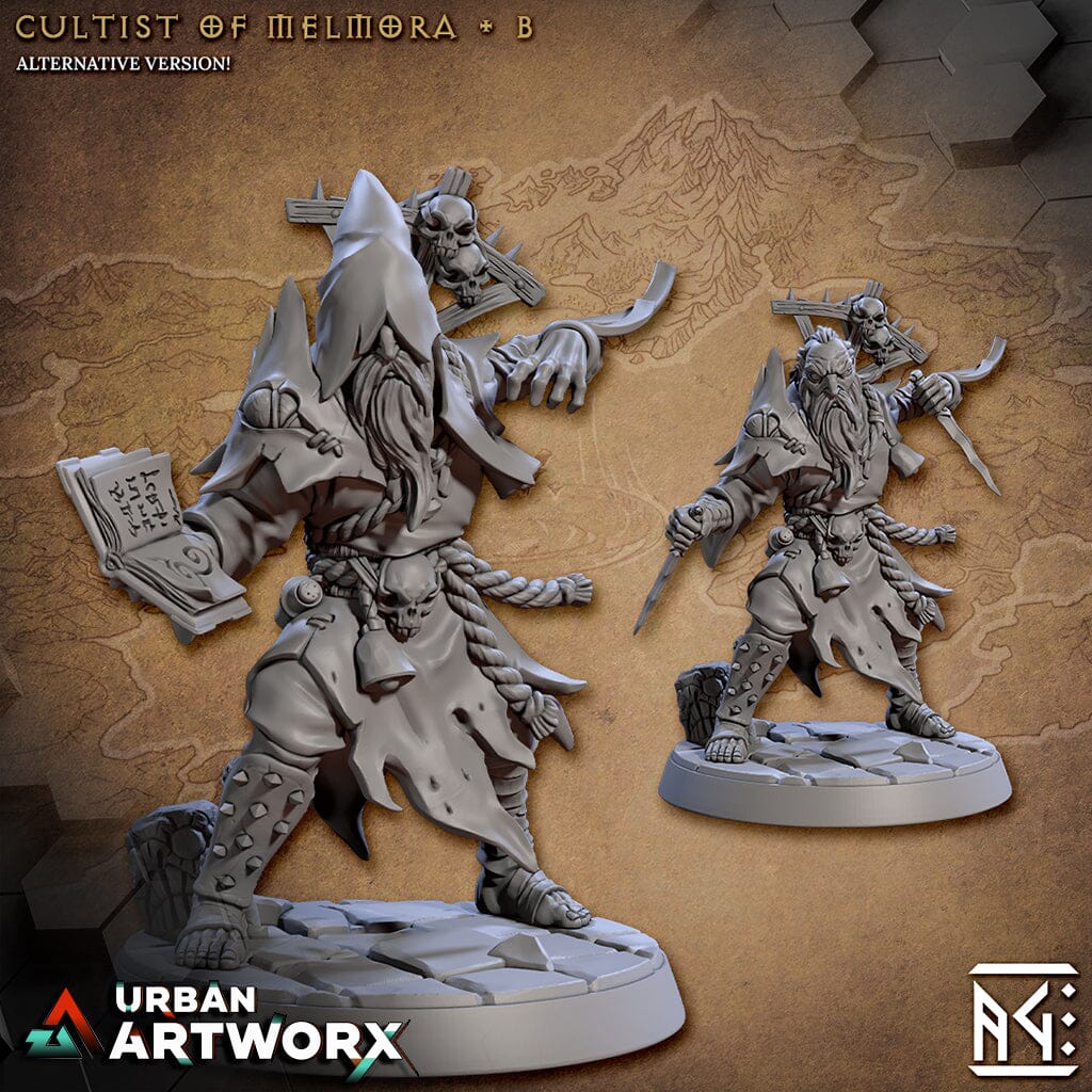Tabletop Miniaturen - Artisan Guild - Rodburg Cultist of Melmora - Rodburg Cultists of Melmora Hooded Artisan Guild Cultist B Highquality Base