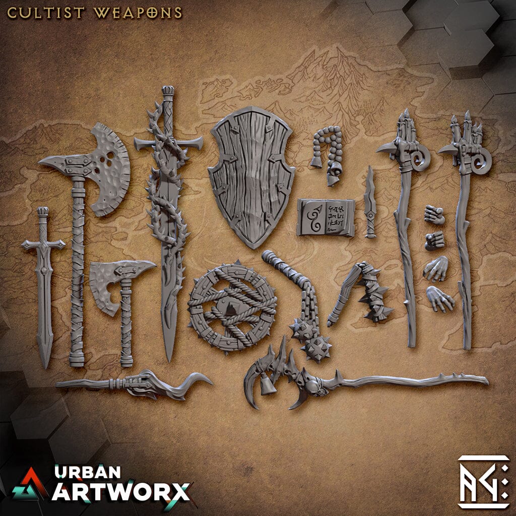 Tabletop Miniaturen - Artisan Guild - Rodburg Cultist of Melmora - Standalone Weapons & Hands Artisan Guild