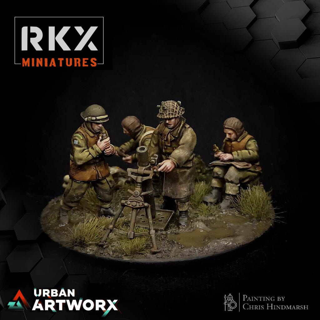 Tabletop Miniaturen - RKX Miniatures - Operation Plunder Canadians - 3inch Mortar Team RKX Miniatures