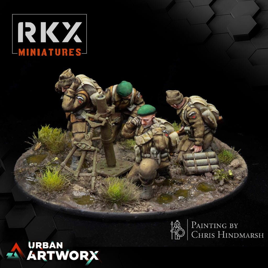 Tabletop Miniaturen - RKX Miniatures - Operation Plunder Canadians - Commando 3inch mortar team RKX Miniatures