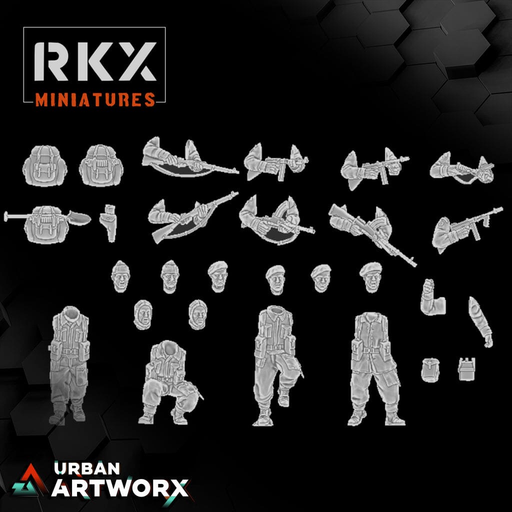 Tabletop Miniaturen - RKX Miniatures - Operation Plunder Canadians - Commando's multipart kit (4) RKX Miniatures