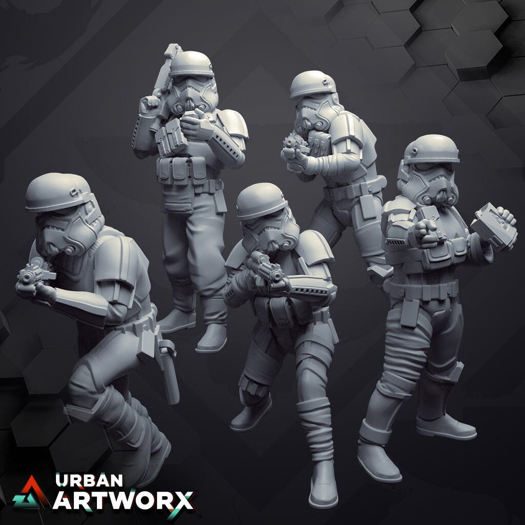 Tabletop Miniaturen - Skullforge Studios - Authority Desert Troopers (5) Skullforge Studios No Backpack