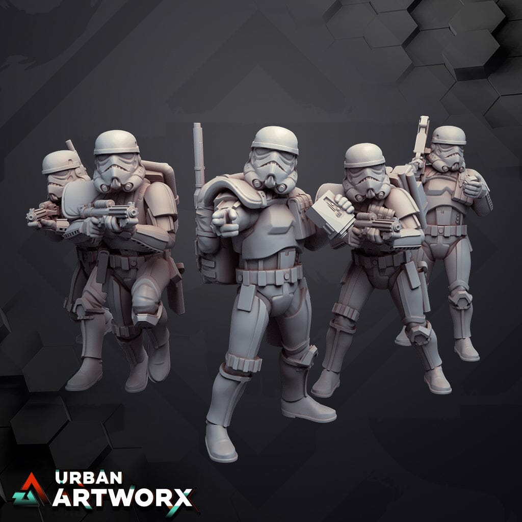 Tabletop Miniaturen - Skullforge Studios - Authority Desert Troopers (5) Skullforge Studios With Backpack