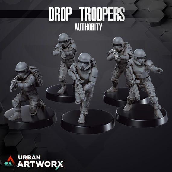 Tabletop Miniaturen - Skullforge Studios - Authority Drop Troopers (5) Skullforge Studios