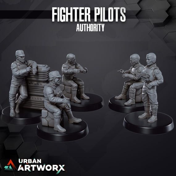 Tabletop Miniaturen - Skullforge Studios - Authority Fighter Pilots: Idle (5) Skullforge Studios