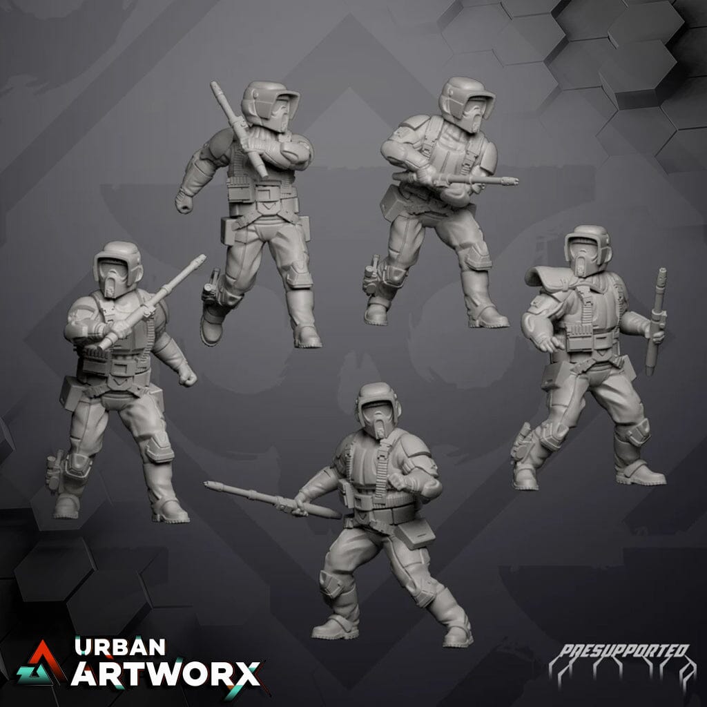 Tabletop Miniaturen - Skullforge Studios - Authority Recon Shock Troopers (5) Skullforge Studios