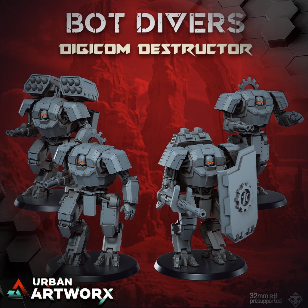 Tabletop Miniaturen - Skullforge Studios - Bot Divers: Digicom Destructor (4) Skullforge Studios