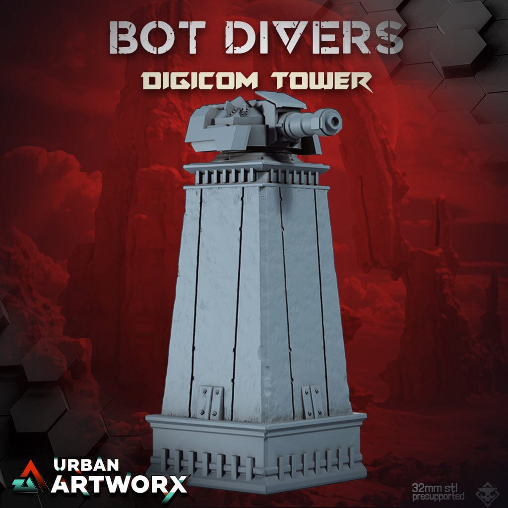 Tabletop Miniaturen - Skullforge Studios - Bot Divers: Digicom Tower (1) Skullforge Studios