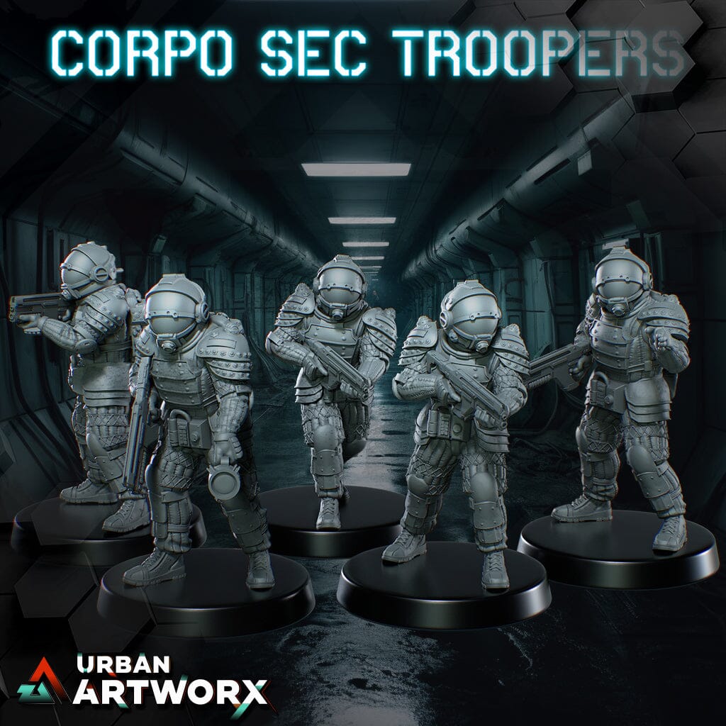 Tabletop Miniaturen - Skullforge Studios - Corpo Sec Troopers (5) Skullforge Studios