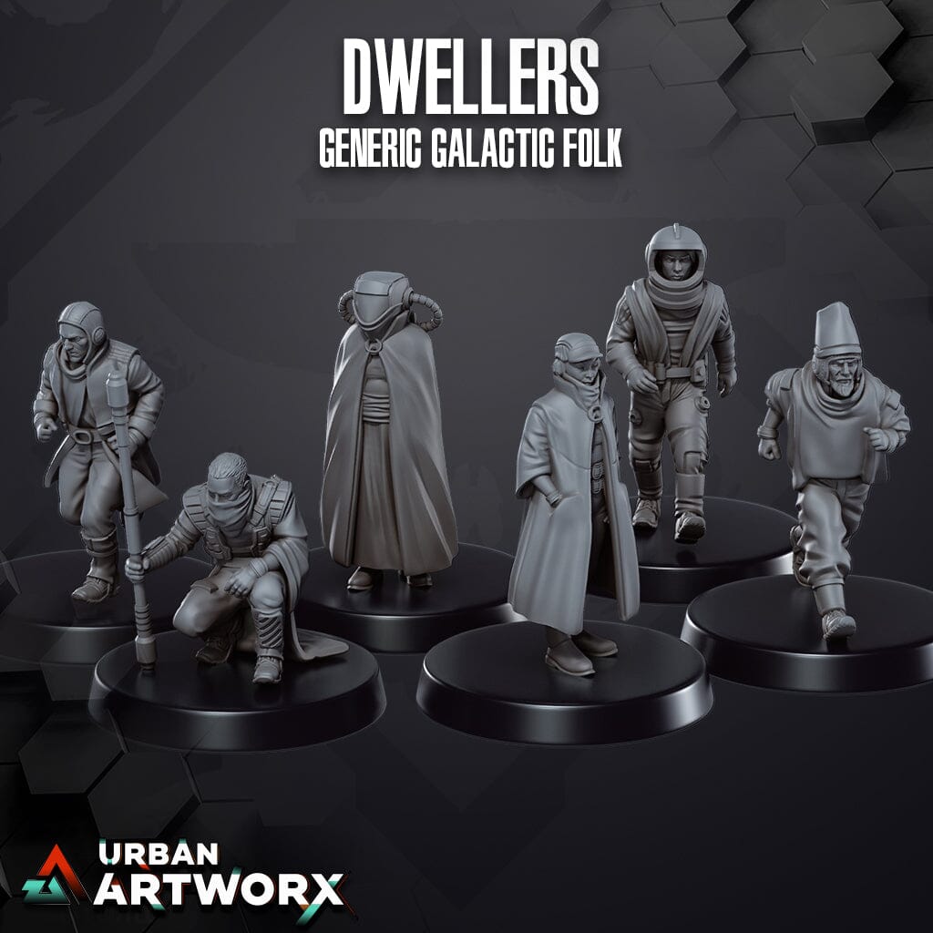 Tabletop Miniaturen - Skullforge Studios - Dwellers 5 Generic Galactic Folk (6) Skullforge Studios