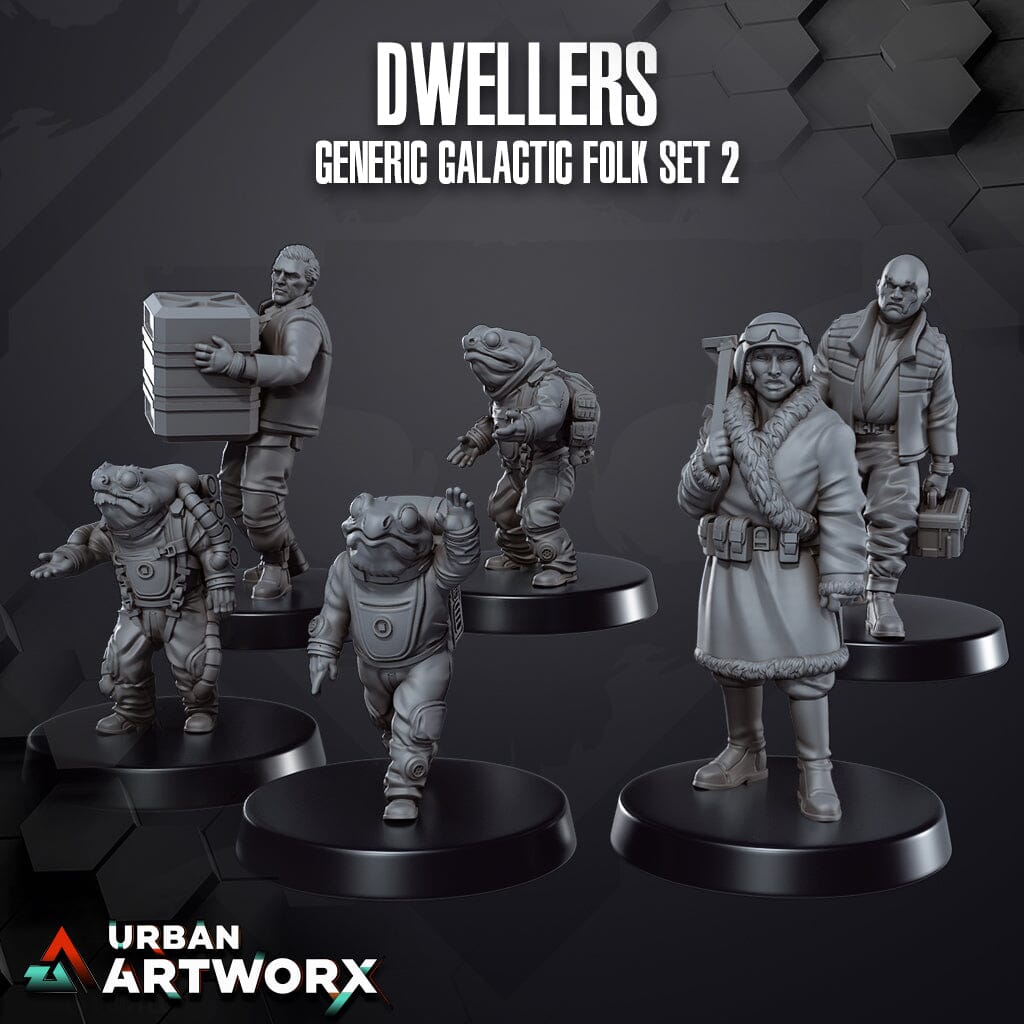 Tabletop Miniaturen - Skullforge Studios - Dwellers 5 Generic Galactic Folk Set 2 (6) Skullforge Studios