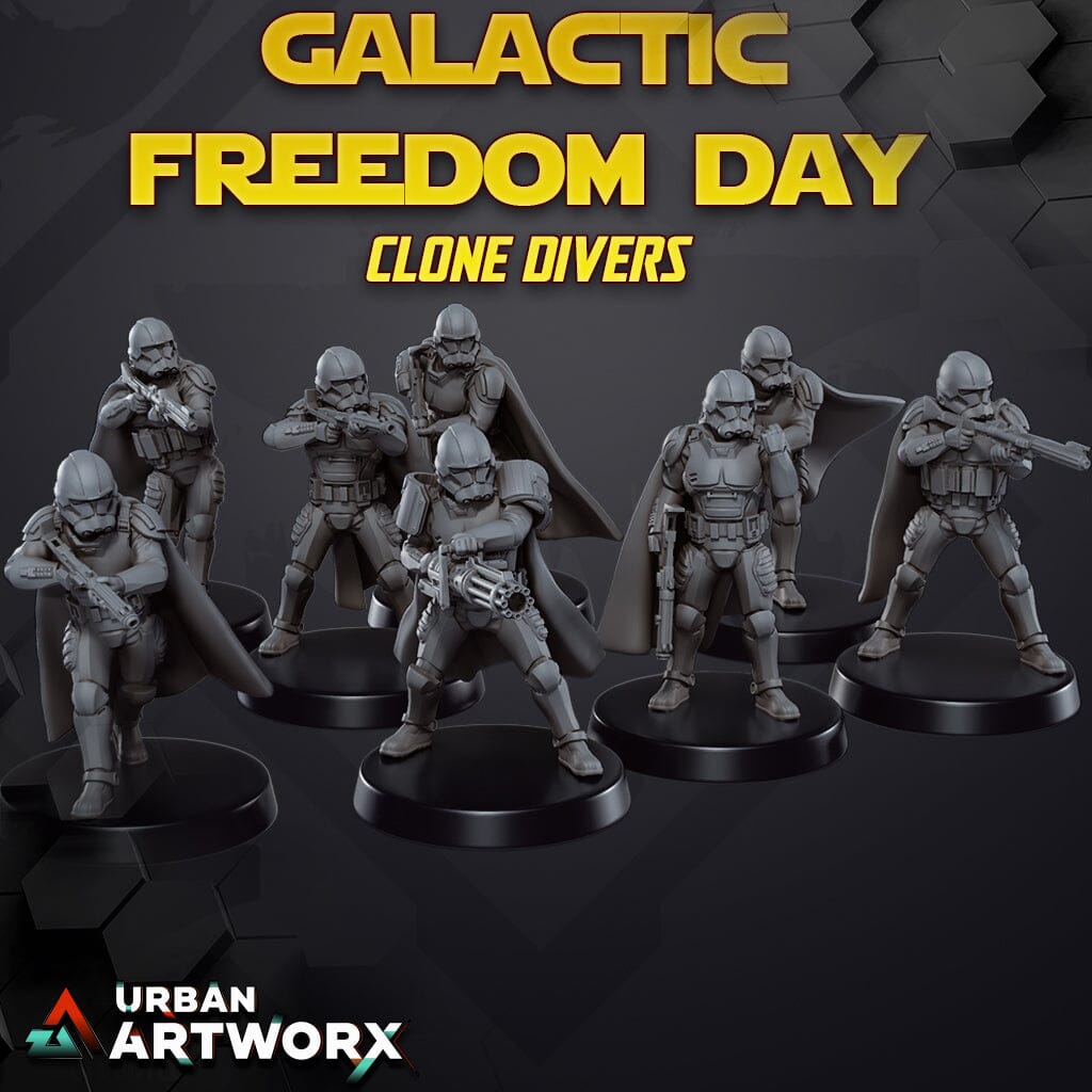 Tabletop Miniaturen - Skullforge Studios - Galactic Freedom Day Clone Divers (8) Skullforge Studios