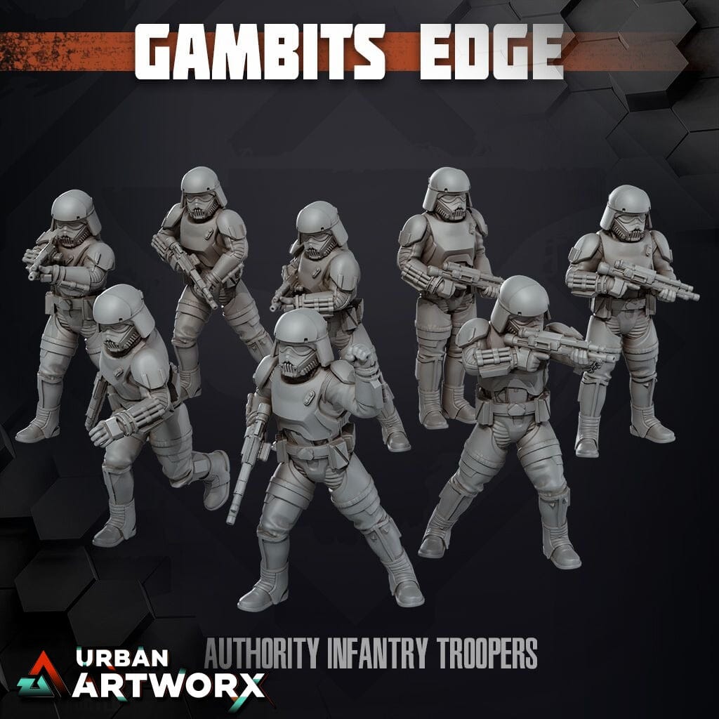 Tabletop Miniaturen - Skullforge Studios - Gambits Edge: Authority Infantry Troopers (8) Skullforge Studios