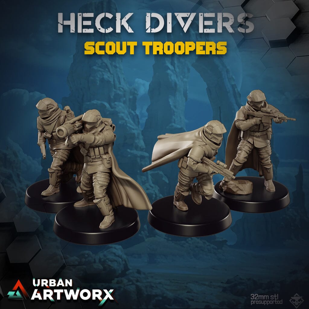 Tabletop Miniaturen - Skullforge Studios - Heck Divers: Scout Troopers (4) Skullforge Studios