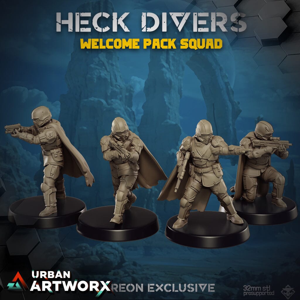 Tabletop Miniaturen - Skullforge Studios - Heck Divers: Welcome Pack Squad (4) Skullforge Studios