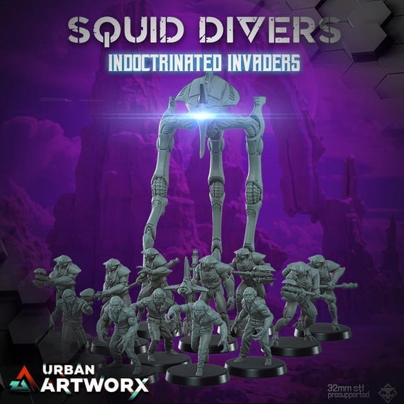 Tabletop Miniaturen - Skullforge Studios - Squid Diver Megabundle (12+1) Skullforge Studios