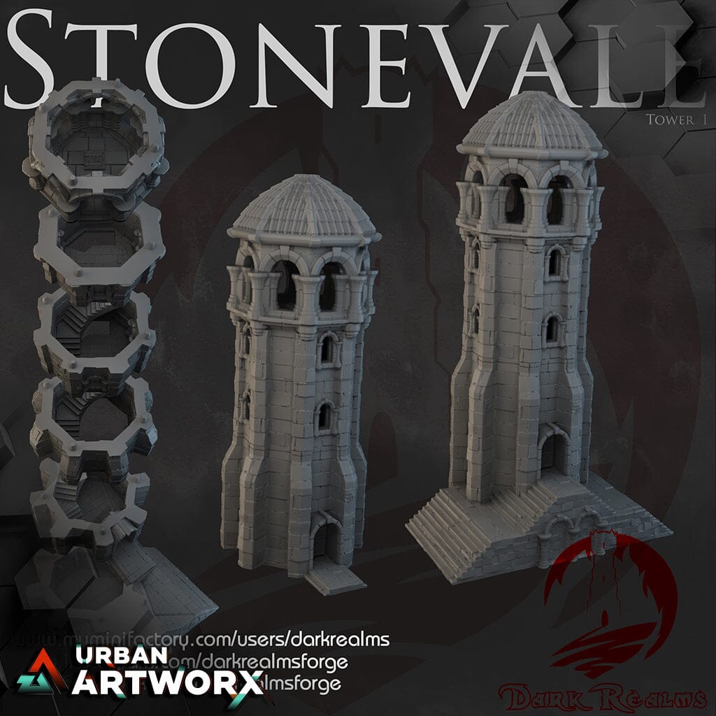 Tabletopgelände - Dark Realms - Stonevale - Villa 1 Tower Only Dark Realms