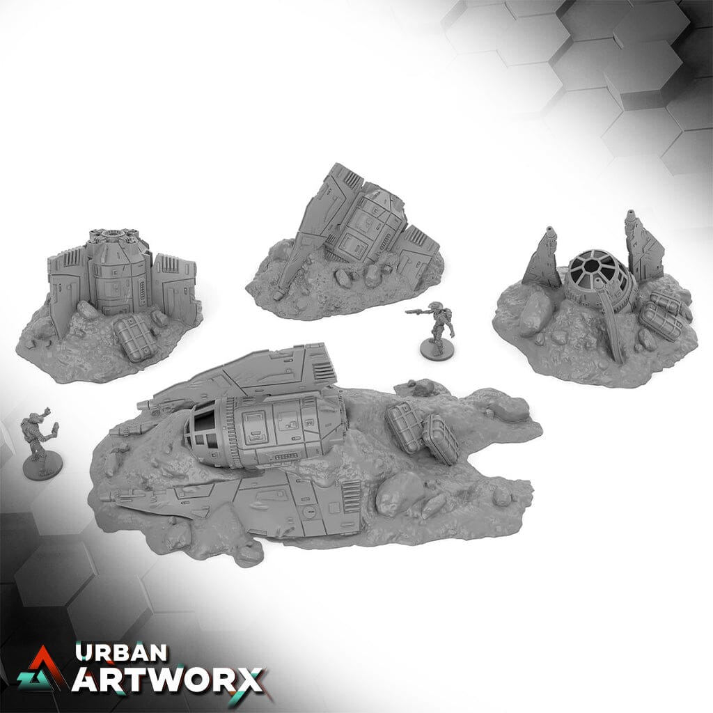 Imperial Terrain - X-64 Tri-Wing Crashed Imperial Terrain X-64 Tri Wing Crash Set