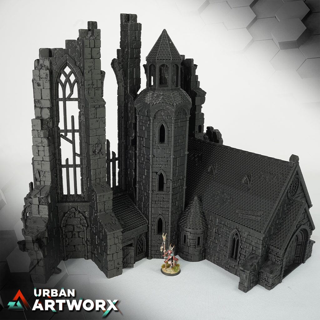 Tabletop Gelände - City of Tarok - Cathedrale Complete Set Black Scrolls Games Damaged Roof