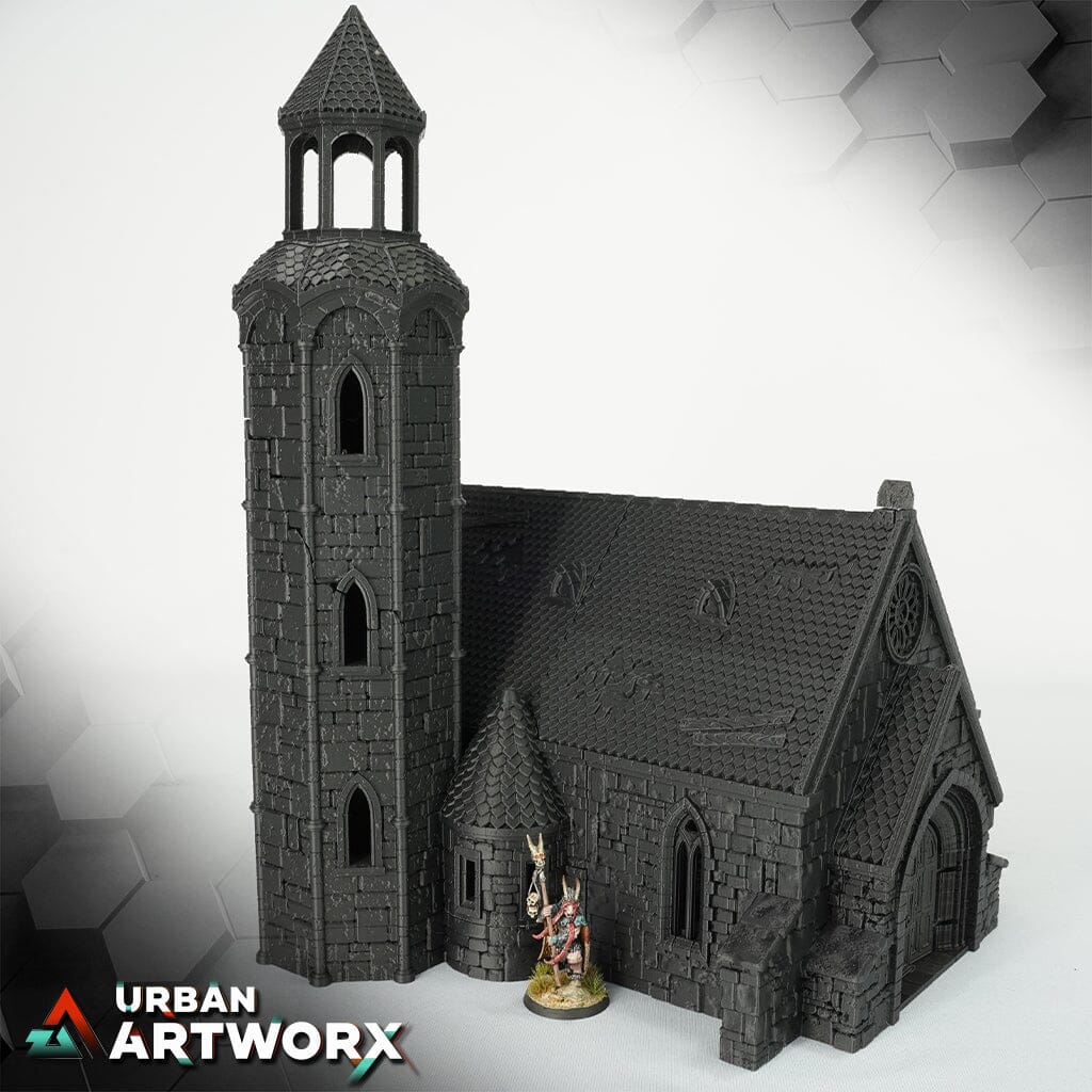 Tabletop Gelände - City of Tarok - Church Black Scrolls Games Damaged Roof