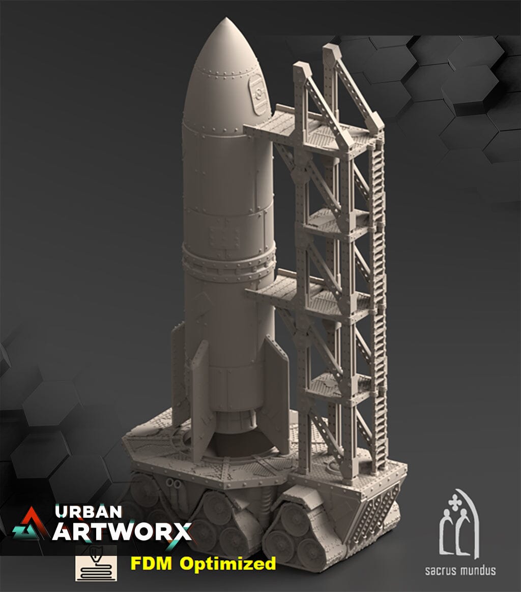 Tabletop Gelände - Sacrusmundus - Warpzel-1A. Orc Space Program Sacrusmundus Launching Platform & Rocket
