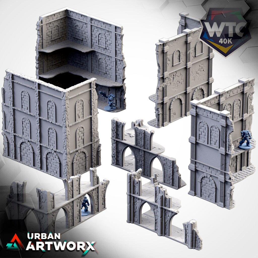 Tabletop Gelände - Txarli Factory - Ancient Ruins WTC Txarli Factory Tourney Set Complete (WTC 8 Kleine 6 Große 6 Container)