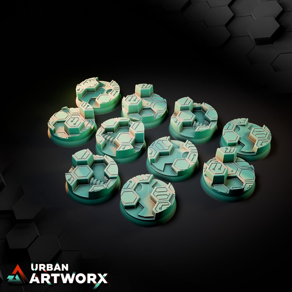 Cyberhex Bases – Round 28mm (10)
