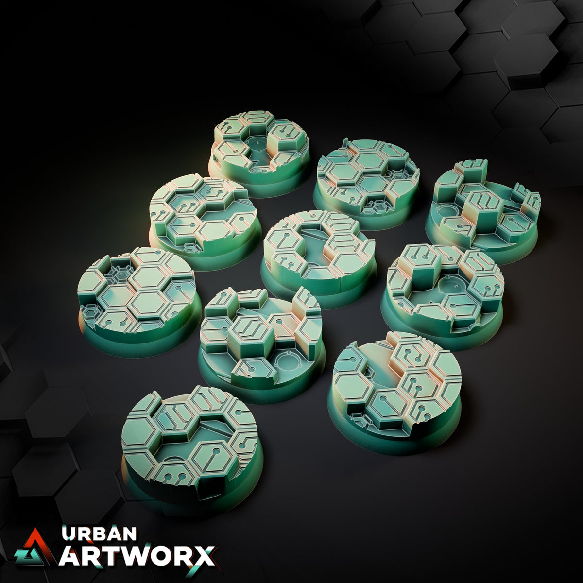 Cyberhex Bases – Round 32mm (10)