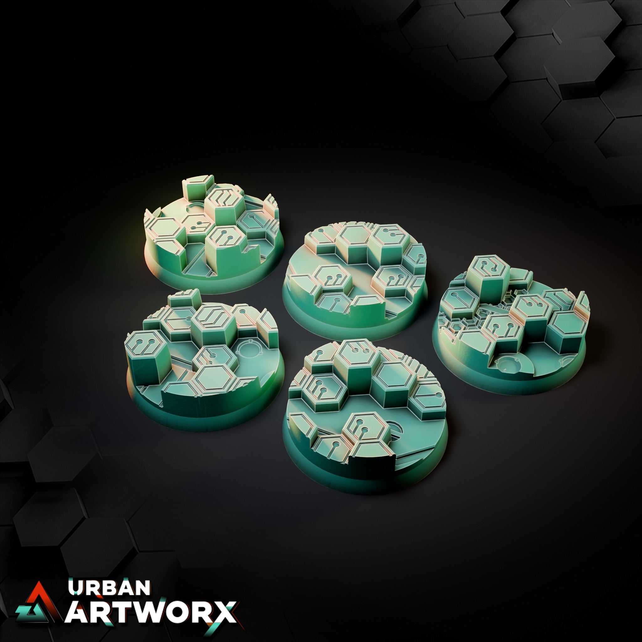 Cyberhex Bases – Round 40mm (5)