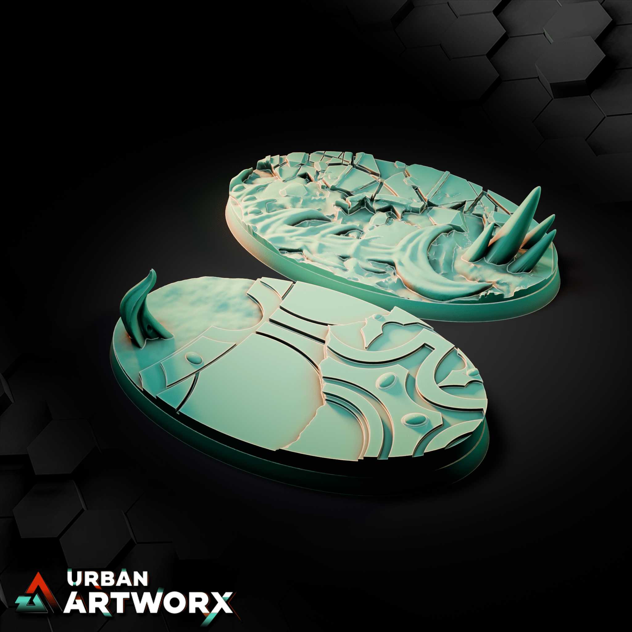 Tabletop Bases - Sacrusmundus - Belkartam Corrupted Ancient World Bases Sacrusmundus Oval 75x42mm (2) 