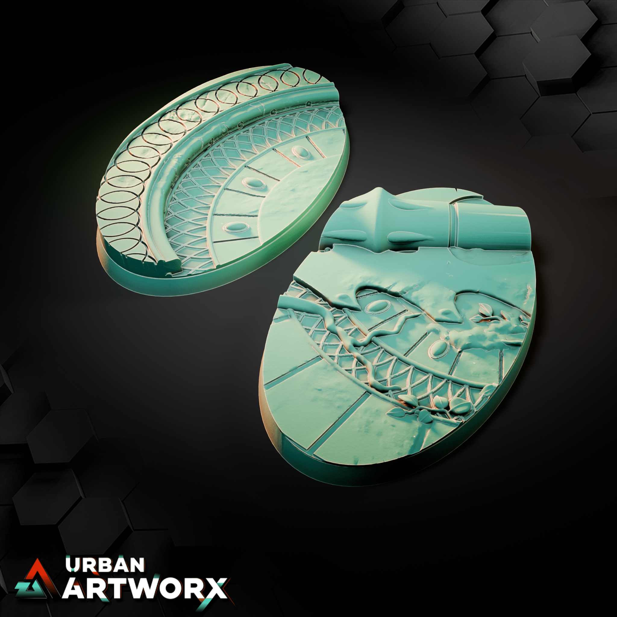 Tabletop Bases - Sacrusmundus - Lyntrath Jungle Vestiges Bases Sacrusmundus Oval 90x53mm (2) 