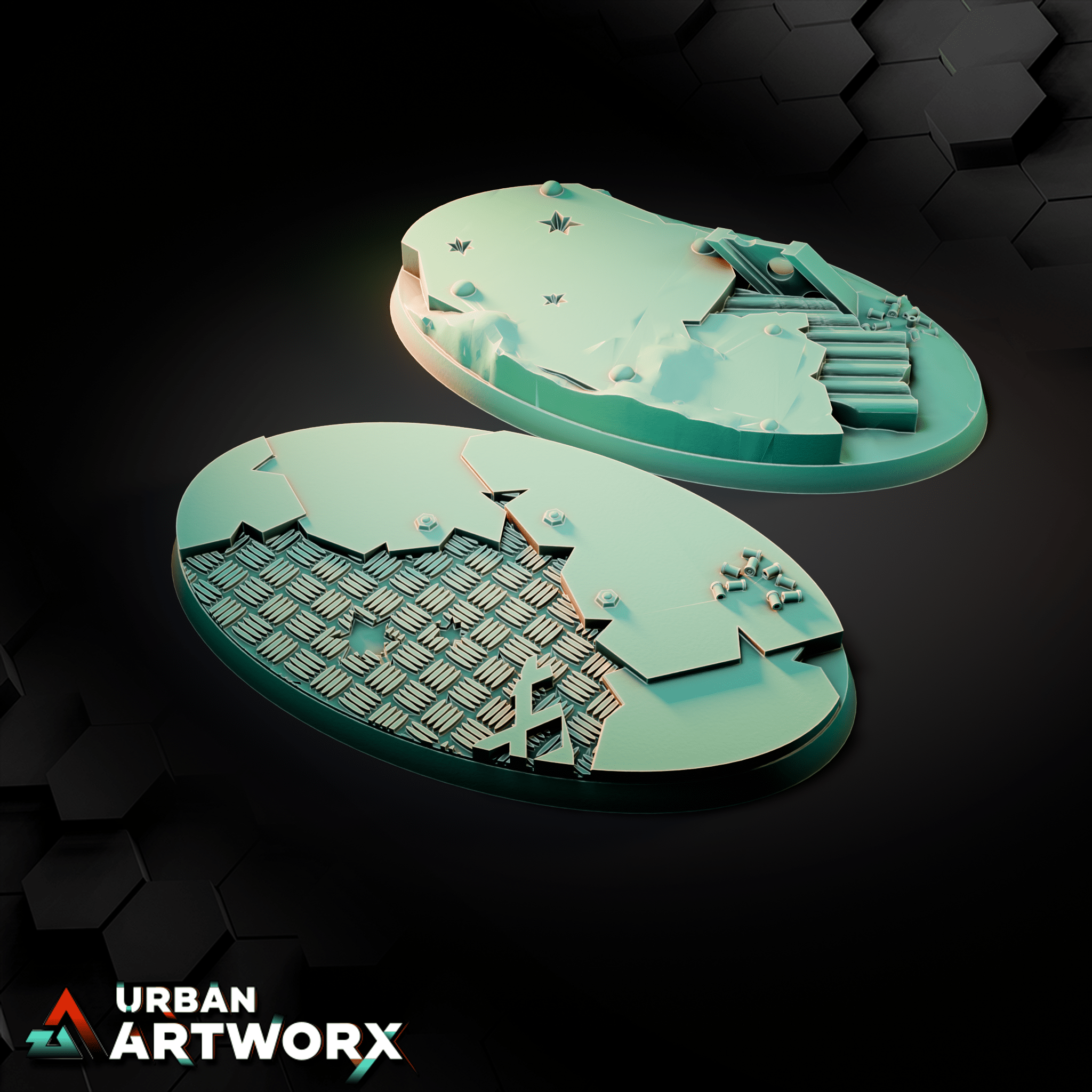 Tabletop Bases - Sacrusmundus - Warpzel-1A Orc Settlement Bases Sacrusmundus Oval 90x53mm (2) 