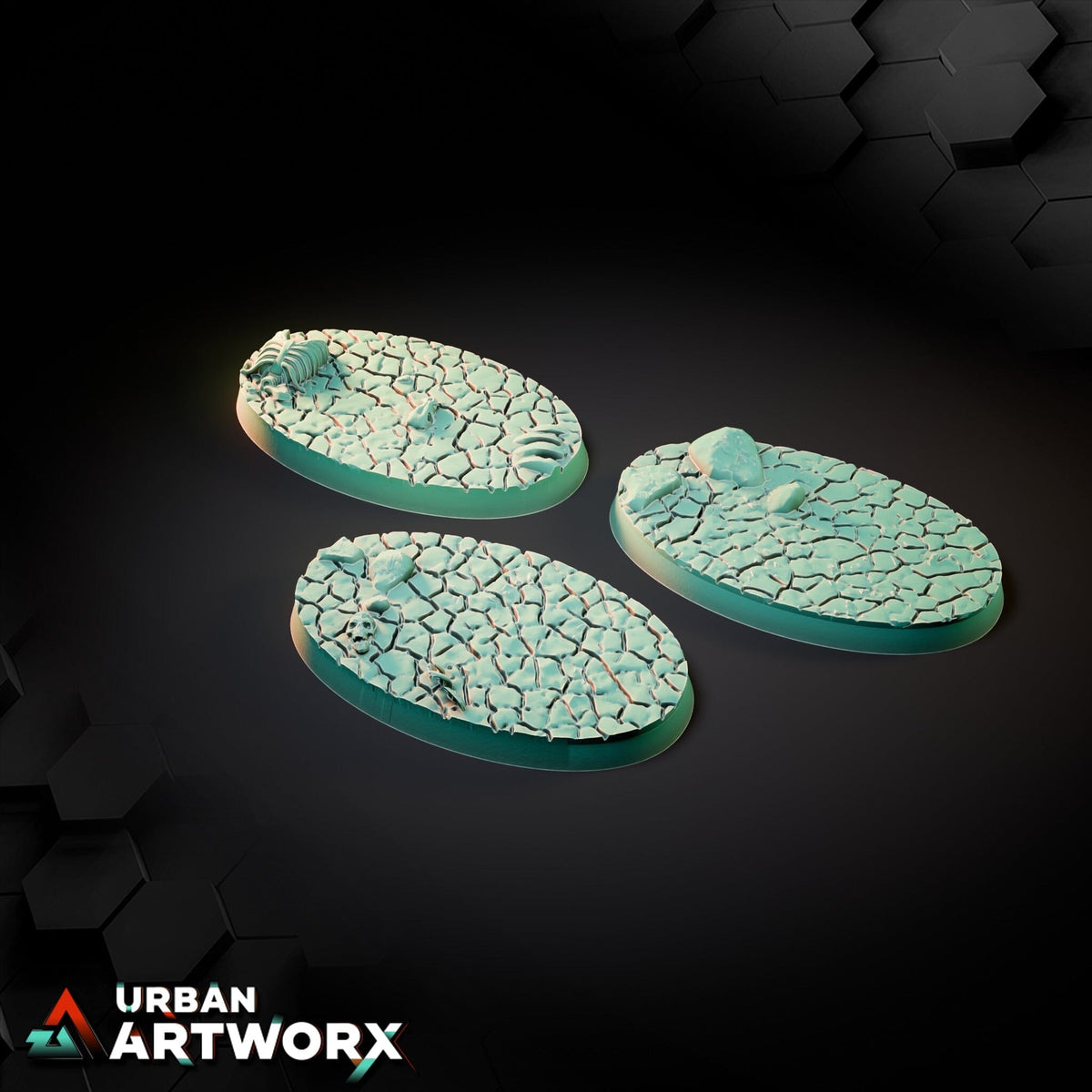 Tabletop Bases - Txarli Factory - Cracked Desert Bases Bases Txarli Factory Oval 60x35mm (3) 