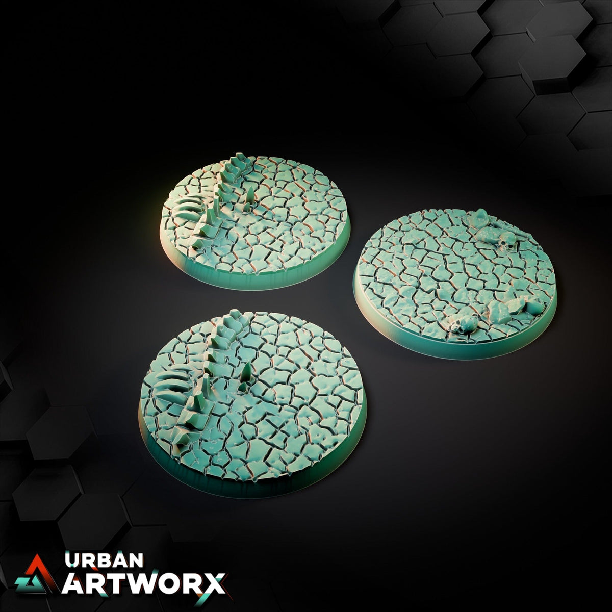Tabletop Bases - Txarli Factory - Cracked Desert Bases Bases Txarli Factory Round 50mm (3) 